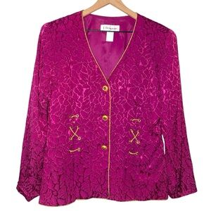 Vintage Regency Barbiecore Fuchsia and Gold Blazer‎ Button Up 70s 80s Jacket